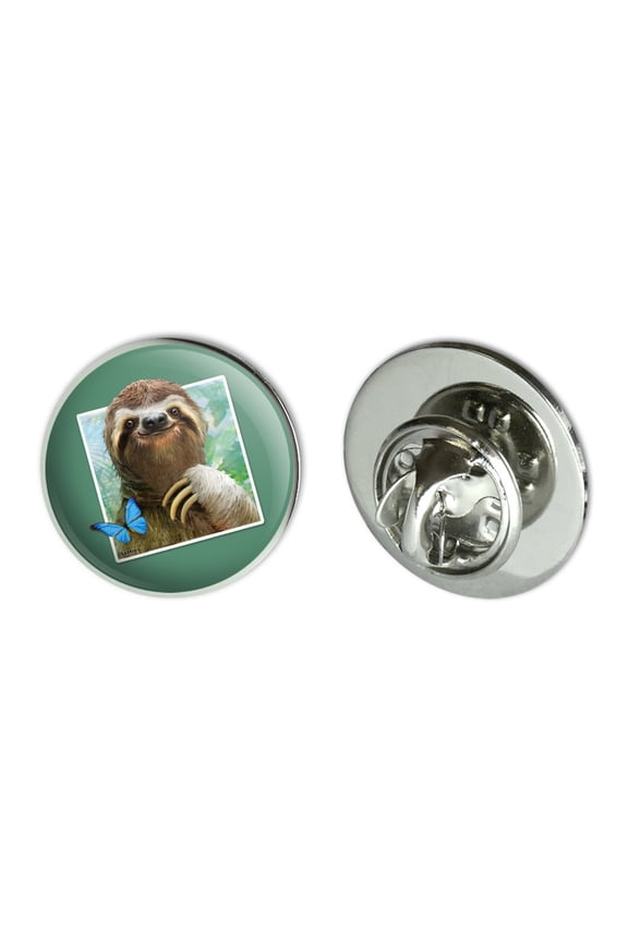 Sloth Selfie Picture Metal 0.75" Lapel Hat Pin Tie Tack Pinback