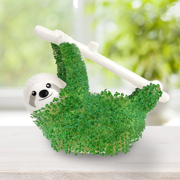 Sloth Shaped Chia Planter and Seeds - Desktop Sprouting Chia Animal - Fun Grow Kit Gift Idea