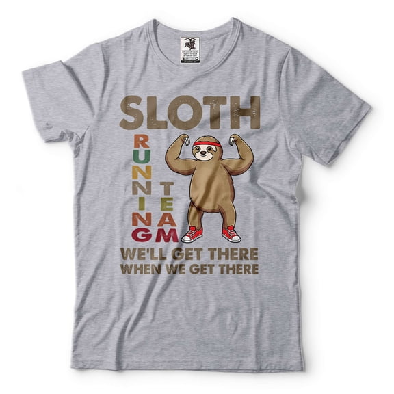 Sloth Shirt Sloth Running Team Shirt Funny Joke Shirt Lazy Person Gifts Funny Sloth Shirt (Small Grey)