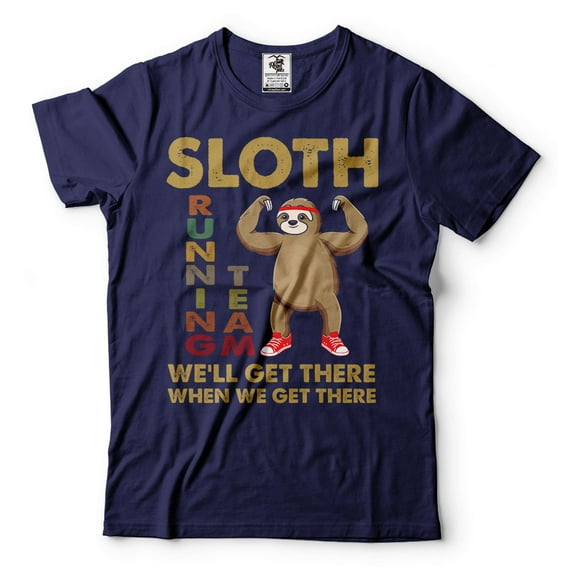 Sloth Shirt Sloth Running Team Shirt Funny Joke Shirt Lazy Person Gifts Funny Sloth Shirt (Small Navy Blue)