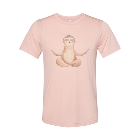 "Sloth Shirt, Yoga Sloth, Unisex T, Sublimation Tee, Sloth Tee, Gift For Her, Yoga Shirt, Soft Bella T, Yoga Apparel, Mom Shirt, Sloth Lover, Peach, XL"