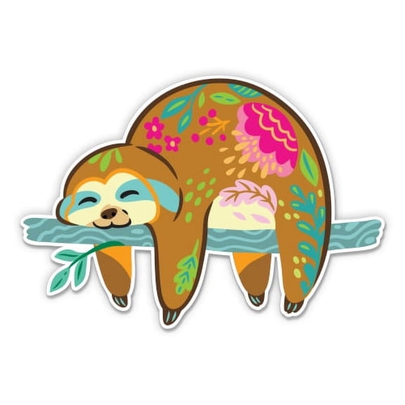 Sloth Sleeping - 7" Vinyl Sticker - For Car Laptop I-Pad - Waterproof Decal