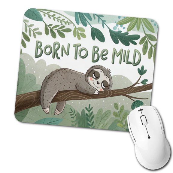 Sloth Sleeping Born To Be Mild Funny Mouse Pad Low Profile Gaming Mat