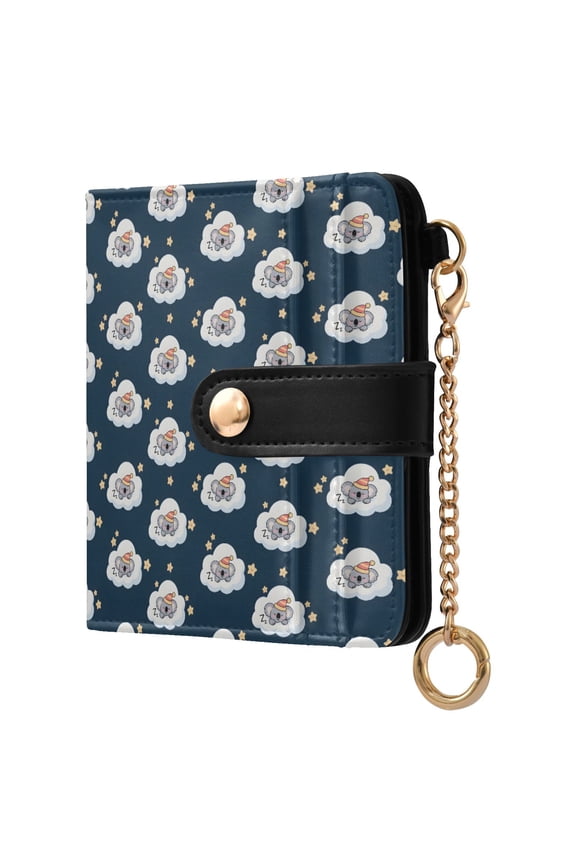 Sloth Sleeping Small Wallet for Women RFID Blocking Bifold PU Leather Credit Card Holder with Zipper Coin Pocket Compact Cute Travel Purse Magnetic Snap 7 Card Slots