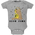 thumbnail image 1 of Sloth Slow Jams Funny Pun Saxophone Soft Baby One Piece Heather 9-12 M, 1 of 1
