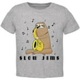 thumbnail image 1 of Sloth Slow Jams Funny Pun Saxophone Toddler T Shirt Heather 2T, 1 of 1