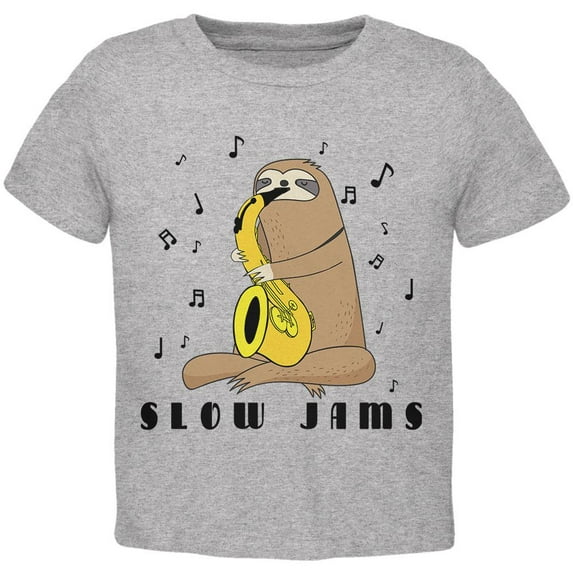 Sloth Slow Jams Funny Pun Saxophone Toddler T Shirt Heather 4T
