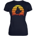 thumbnail image 1 of Sloth Slow and Steady Retro Sunset Juniors Soft T Shirt Navy MD, 1 of 1
