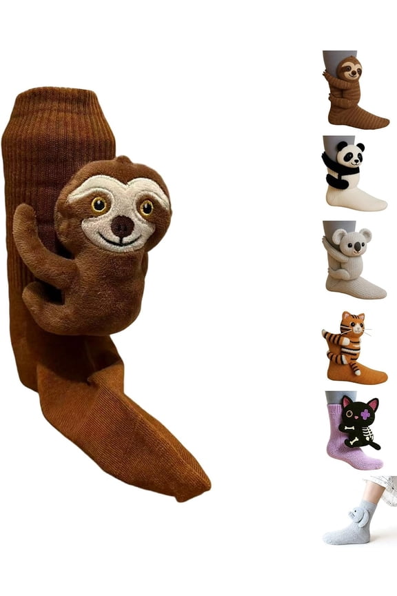 Sloth Socks,3D Knit Animal Socks for Women,Cozy Cute Novelty Sock, Warm Hand Crochet Floor Sock Christmas Gifts (Sloth #02)