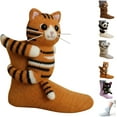 thumbnail image 1 of Sloth Socks,3D Knit Animal Socks for Women,Cozy Cute Novelty Sock, Warm Hand Crochet Floor Sock Christmas Gifts (Tiger), 1 of 10