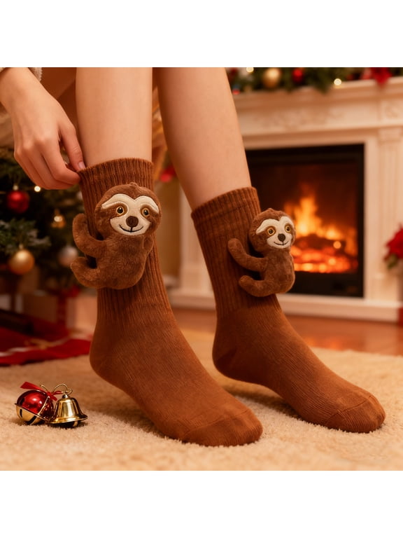 Sloth Socks,3D Knit Animal Socks for Women,Cozy Cute Novelty Sock, Warm Hand Crochet Floor Sock Christmas Gifts