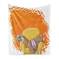thumbnail image 1 of Sloth Soft Flannel Fleece Blanket, Lazy Female Cartoon Sloth on Sofa Napping on Couch Dreaming Mascot Speech Bubble, Cozy Plush for Indoor and Outdoor Use, 70" x 90", Orange Yellow, by Ambesonne, 1 of 6