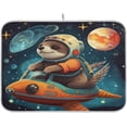 thumbnail image 1 of Sloth Space Planet Dish Drying Mat for Kitchen Counter, Ultra Absorbent Reversible Microfiber Dishes Drying Rack Pad Heat-resistant Mats 18x24in, 1 of 7