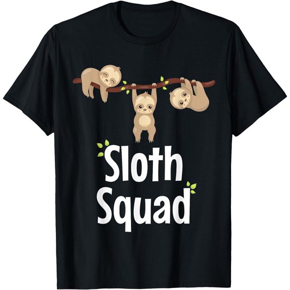 Sloth Squad Cute Matching Apparel Unisex T-Shirt for Men Women Kids Toddler,Black Color,Size 4XL