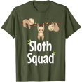 thumbnail image 1 of Sloth Squad Cute Matching Apparel Unisex T-Shirt for Men Women Kids Toddler,Military Green Color,Size 5XL, 1 of 5