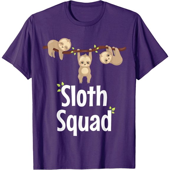 Sloth Squad Cute Matching Apparel Unisex T-Shirt for Men Women Kids Toddler,Purple Color,Size YXS