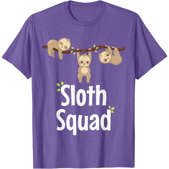 Sloth Squad Cute Matching Apparel Unisex T-Shirt for Men Women Kids Toddler,Violet Color,Size M