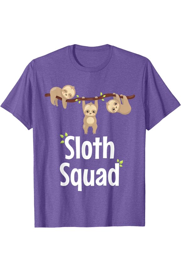 Sloth Squad Cute Matching Apparel Unisex T-Shirt for Men Women Kids Toddler,Violet Color,Size M
