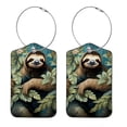 thumbnail image 1 of Sloth Square PU Leather Luggage Tags - 2 Pack with Privacy Cover and Stainless Steel Ring - Suitable for Travel, Backpack, Handbag - Suitcase Tags, Travel Tag, 1 of 7