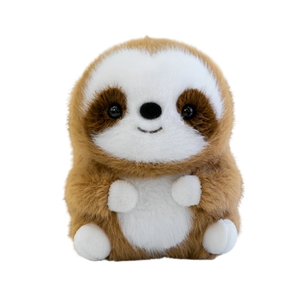 Sloth Stuffed Animal, 15Cm Soft Plush Figure toys with Fuzzy Brown-and-White Fur, Mini Plush Animals for toddler Girl Birthday Gift, Work desk decor and Shelf decorations