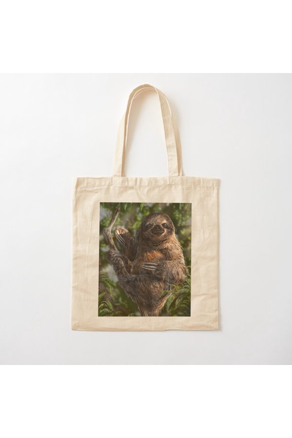 Sloth Style 002 Canvas Tote Bags, Reusable Shopping Bag