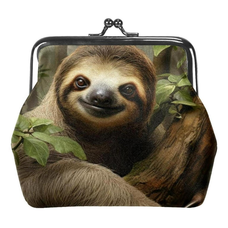 Sloth Stylish Women s Wallet Coin Purse with 0.7 Microfiber Zinc Alloy Jaws 4.3x4.7 in 11x12 cm Compact Size Fashionable Design Walmart