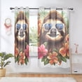 thumbnail image 1 of Sloth Sunglasses Flowers Floral Blackout Curtains Thermal Insulation 63 inch Grommet for Bedroom Living Room Bathroom Kitchen Windows 2 Pack, 1 of 6
