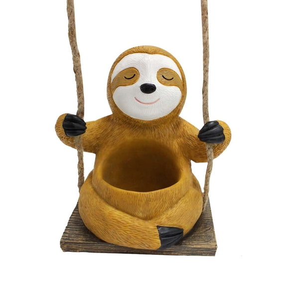 Sloth Swing Hanging Planter with Adorable Statue for Balcony Garden Corridor Courtyard Outdoor Decorative Arrangement