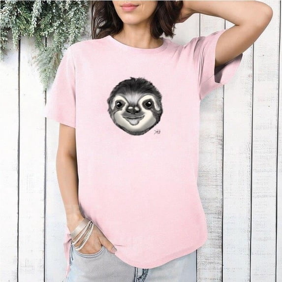 Sloth T Shirt Handdrawn Animal Slow Cute Lazy Rainforest T-Shirt, for men & women, up to size 5XL