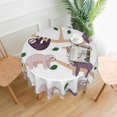 thumbnail image 1 of Sloth Tablecloth Round Table Cloths 60 Inch Wrinkle Resistant Picnic Table Covers Washable Polyester for Holiday Kitchen Party, 1 of 6
