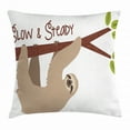 thumbnail image 1 of Sloth Throw Pillow Cushion Cover, Cartoon Style Australian Wildlife Mammal on Tree Branch Slow and Steady Phrase, Decorative Square Accent Pillow Case, 16 X 16 Inches, Tan Chesnut Brown, by Ambesonne, 1 of 2