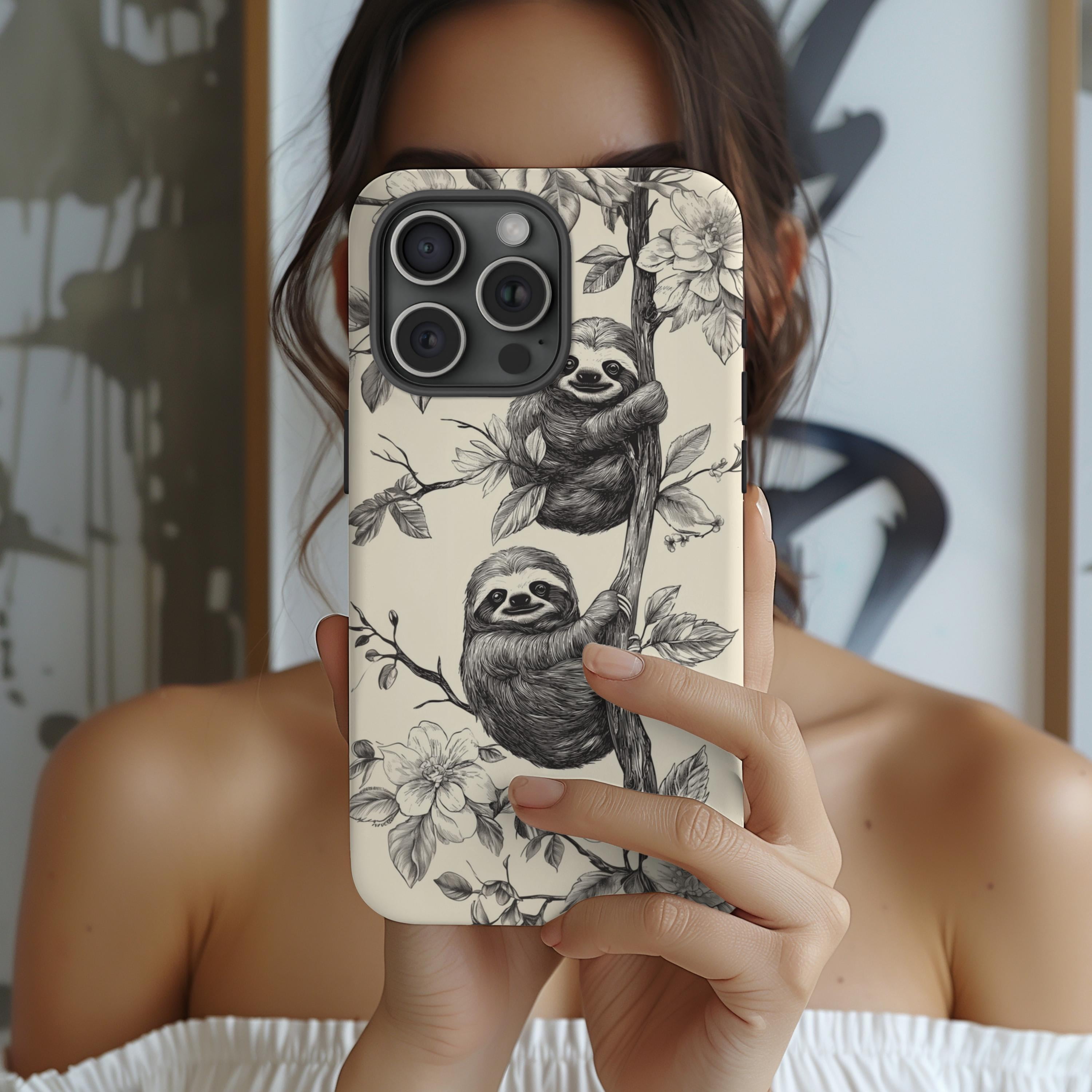 Sloth Toile French Wallpaper Cute Cottage Case for iPhone 17 through 11 ...