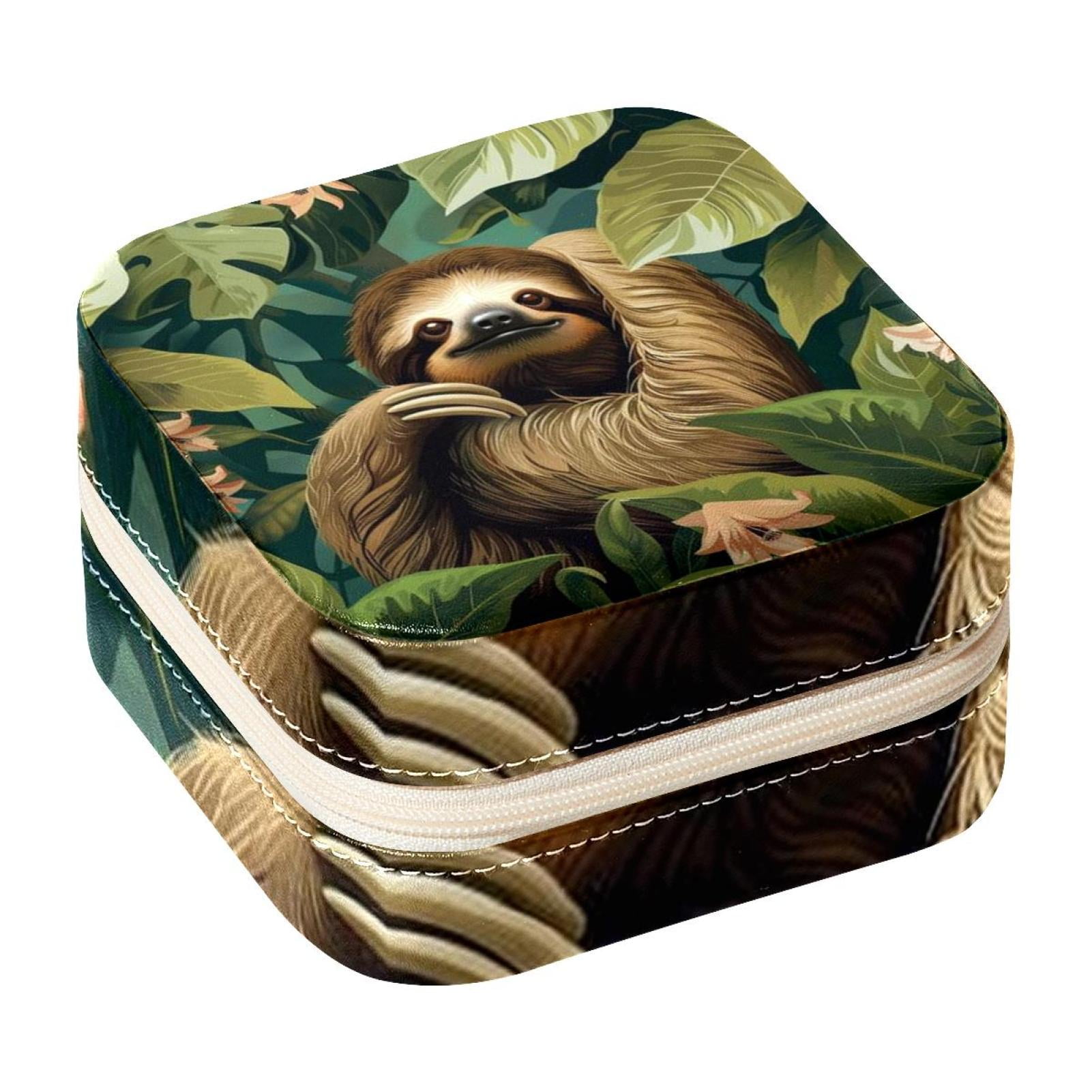 Sloth Travel Portable Square Jewelry Display Necklace Organizer Storage ...