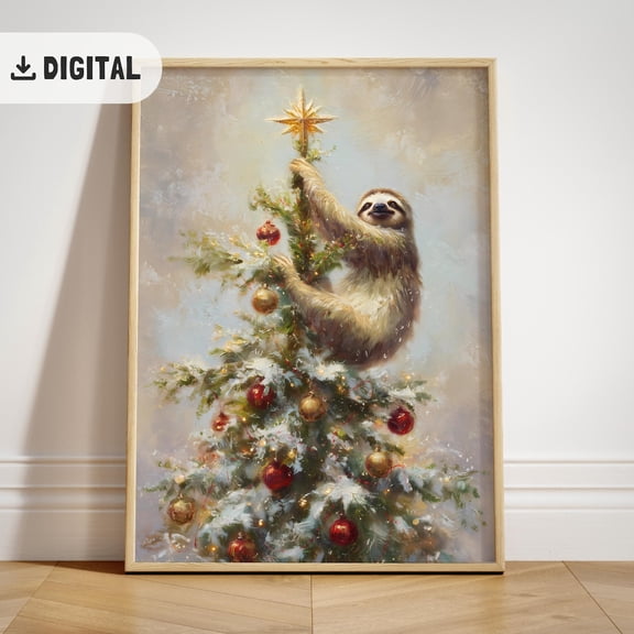 Sloth Tree Art : Sloth, Winterwall Decor, F097 Unframed Paper Print