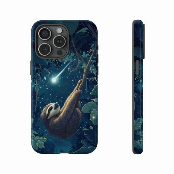 Sloth Tree Branch Night Sky Comet Celestial Phone Case for 11 12 13 14 15 16 17 Pro Max