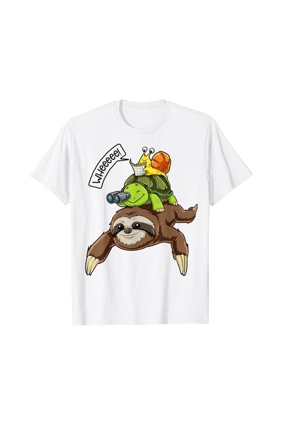 Sloth Turtle Snail T Shirt Piggyback Running Riding Team Tee, Vintage T-Shirt