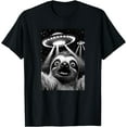 thumbnail image 1 of Sloth UFO Funny Invasion Meme Retro Alien Selfie Unisex T-Shirt for Men Women Kids Toddler, 1 of 5