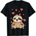 thumbnail image 1 of Sloth Valentine's Day T-Shirt for Kids Girls Women Heart T-Shirt, 1 of 5
