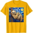 thumbnail image 1 of Sloth Van Gogh Style Starry Night Unisex T-Shirt for Men Women Kids Toddler,Gold Color,Size YL, 1 of 5