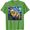 thumbnail image 1 of Sloth Van Gogh Style Starry Night Unisex T-Shirt for Men Women Kids Toddler,Lime Color,Size YM, 1 of 5
