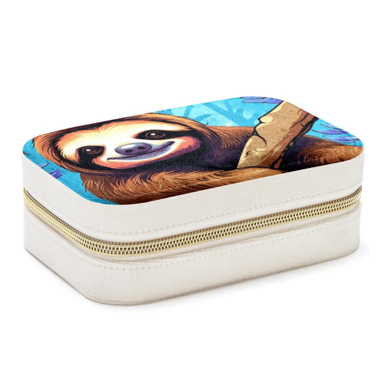 Sloth Velvet Portable Jewelry Organizer Box with Removable Compartment ...