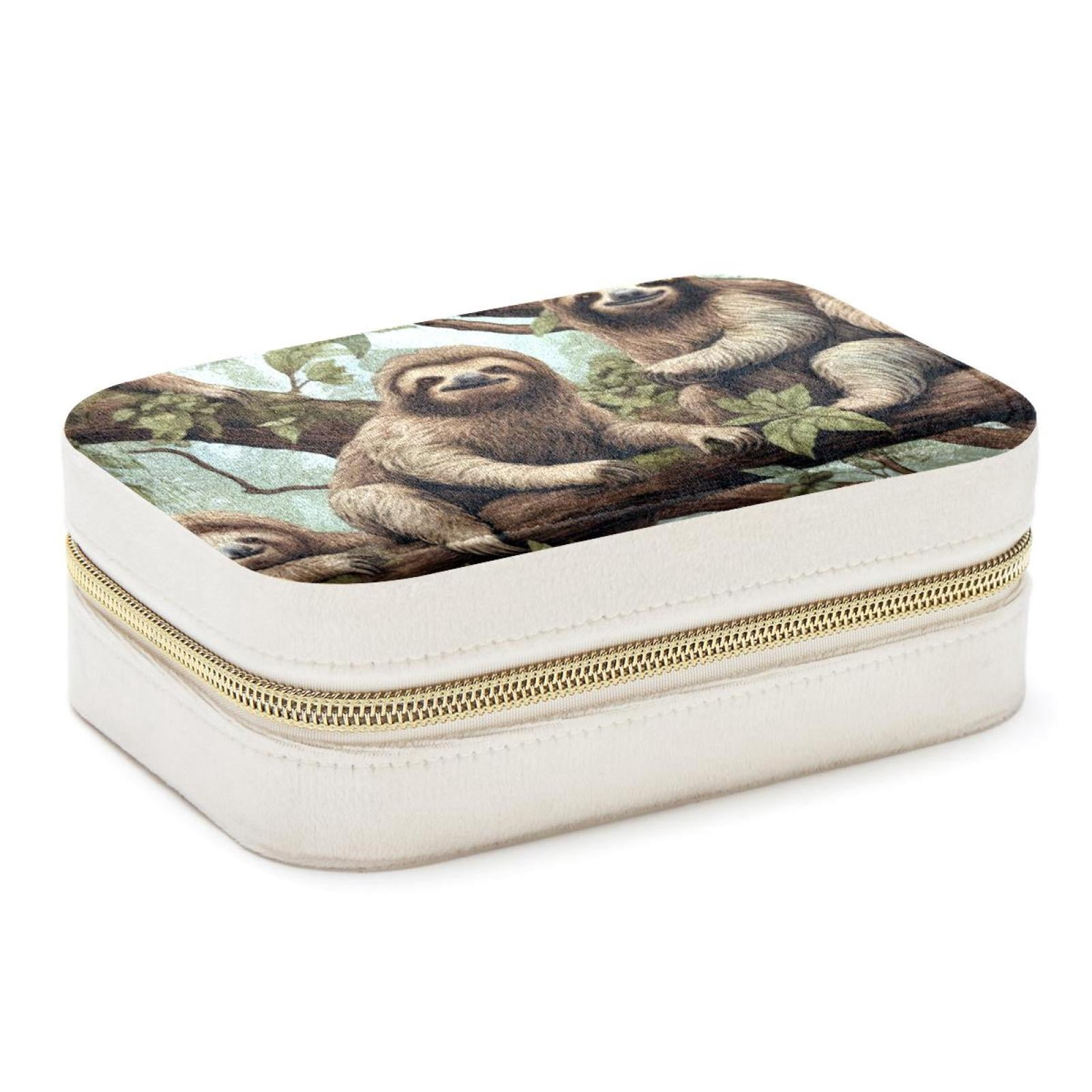 Sloth Velvet Portable Travel Organizer Box with Removable Compartment ...