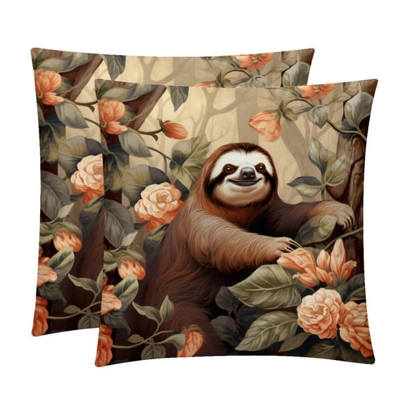 Sloth Velvet Throw Pillow Covers Set of 2 - Unique Patterns, 16x16/18x18/20x20 Inches,for Home Decor, Sofa, Bed - Pillow Inserts Included