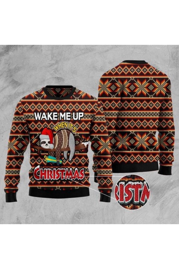 Sloth Wake Me Up When It’S Christmas 3D Christmas Sweater, Christmas Sweater, 3D Sweater, Funny Xmas Sweaters