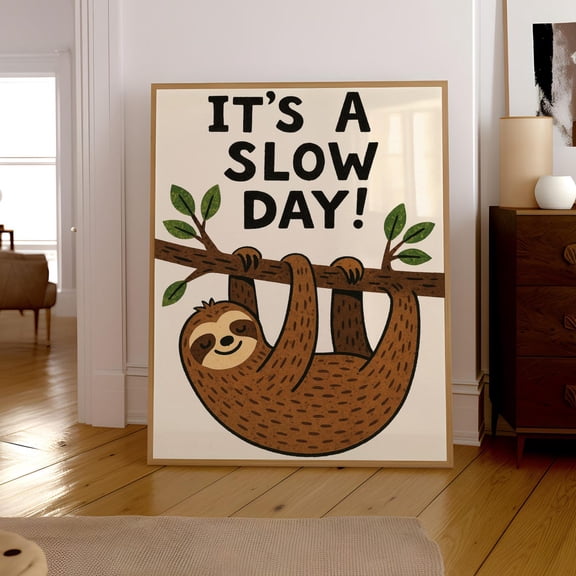 Sloth Wall Art, Cute Sloth For Nursery, Room, Or Boho Home Decor Home Decor #2638, Unframed Poster Size 24x36