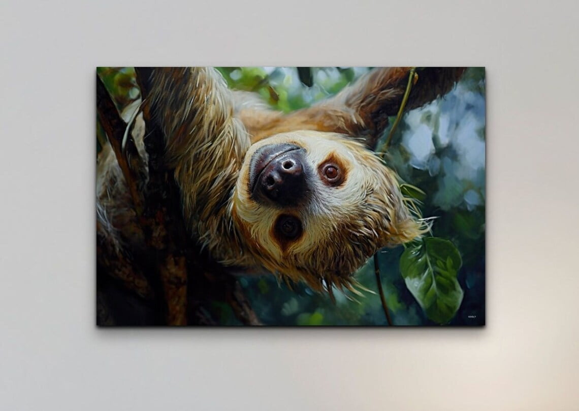 Sloth Wall Art Print, Sloth, Oil Style, Tropical Animal Decor, Tropical ...
