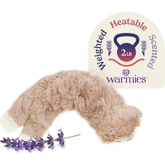 warmies Heating Pad Wrap, Microwavable Neck and Shoulder Weighted Plush Heat Pad, Sloth