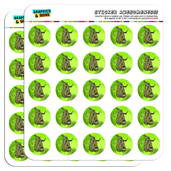 Sloth Watercolor 1" Scrapbooking Crafting Stickers