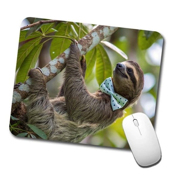 Sloth Wearing Bow Tie Funny Mouse Pad Low Profile Gaming Mat