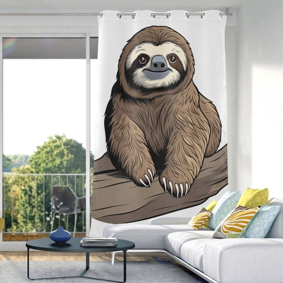 Sloth Wood Blackout Curtain Panels Drapes Privacy Assured with Light Filtering Curtains for Living room Bedroom Bathroom Window